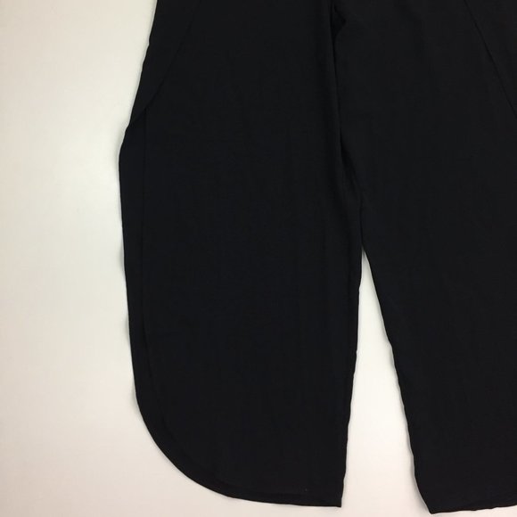 NWT ZARA Black Cut Out Wide Rounded Leg Hem Pull On Soft Pants - Picture 7 of 12